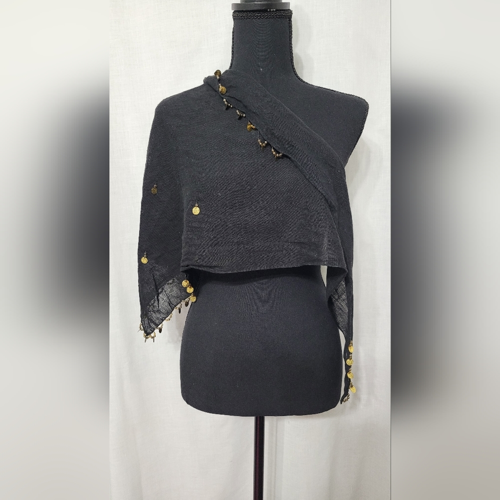 Black Shawl With Gold Decorations
